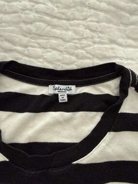 Splendid Black and White Striped Crewneck Tee